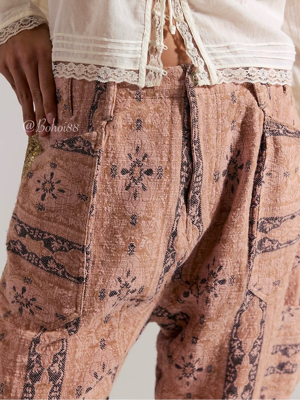 NWT Free People Bay To Breakers Jacquard Harem Pants - Picture 4 of 9